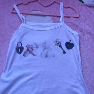 White Tank Top with Unique Graphic Design